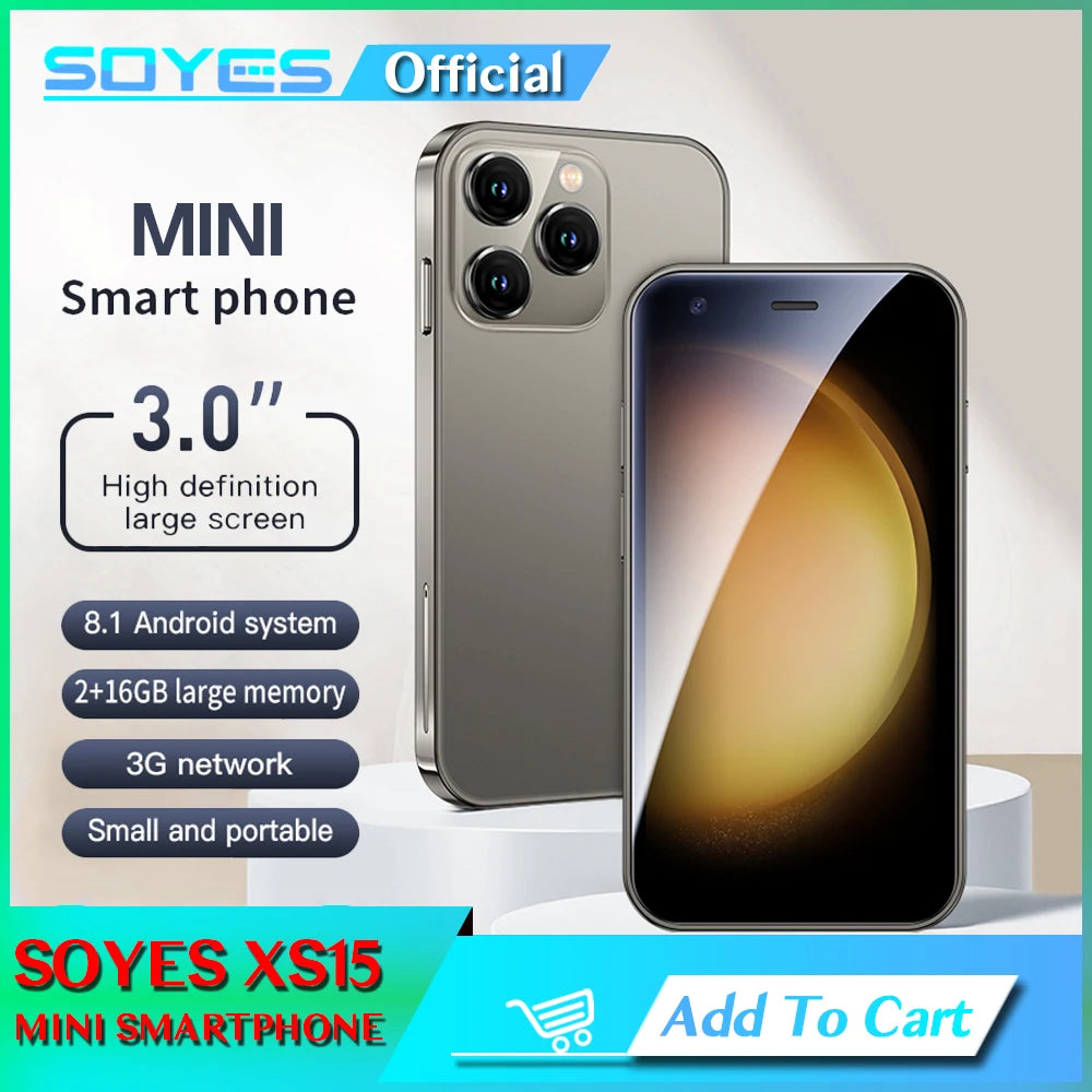 SOYES XS15 XS20 Pro Series Mini Android8.1 Smart Phone 3.0 Inches 2GB RAM 16GB ROM Dual SIM Standby Play Store 3G Little Phone