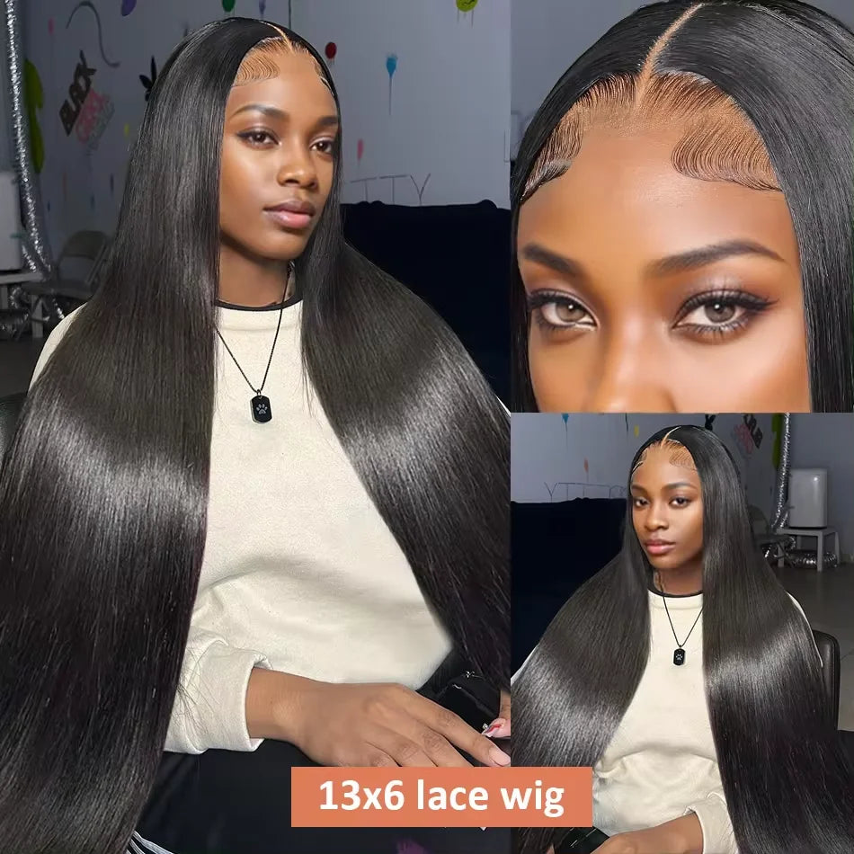 30 Inch 200 Density Bone Straight 13x4 Lace Front Human Hair Wigs For Black Women Brazilian 13x6 Transparent Lace Frontal Wig