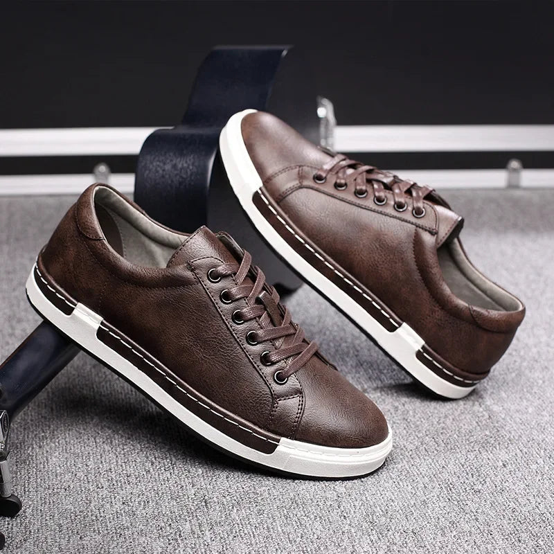 Brand Men's Leather Shoes Comfort Casual Sneakers Lace Up Flats Light Walking Shoes for Men Loafers Big Size48 Zapatillas Hombre