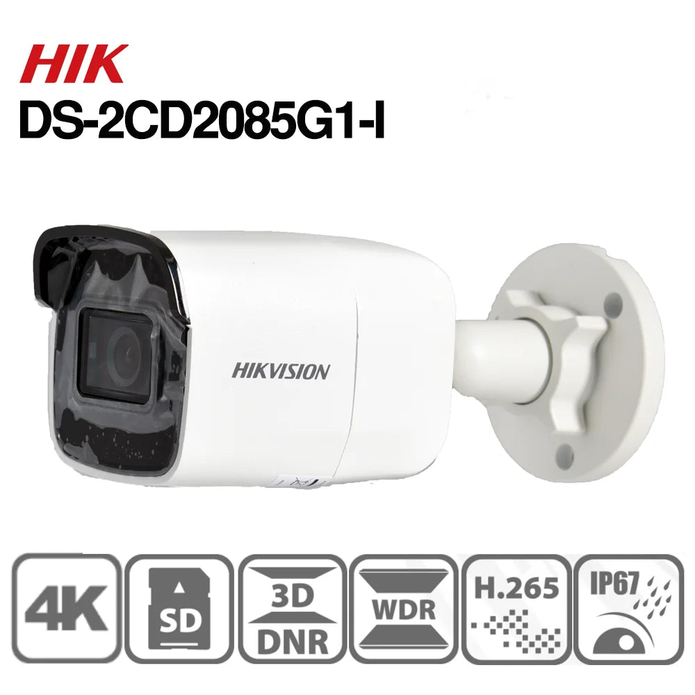 HIkvision Original 8MP IP Camera DS-2CD2085G1-I 4K Bullet POE Network CCTV Metal Material SD Card Slot Powered by Darkfighter