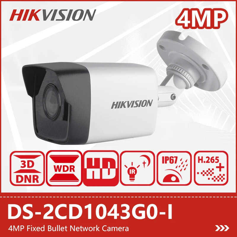 Hikvision 4MP Mini Bullet Camera DS-2CD1043G0-I Outdoor Motion Detection Security CCTV  Night Vision 30m Smart H.265+ PoE Camera