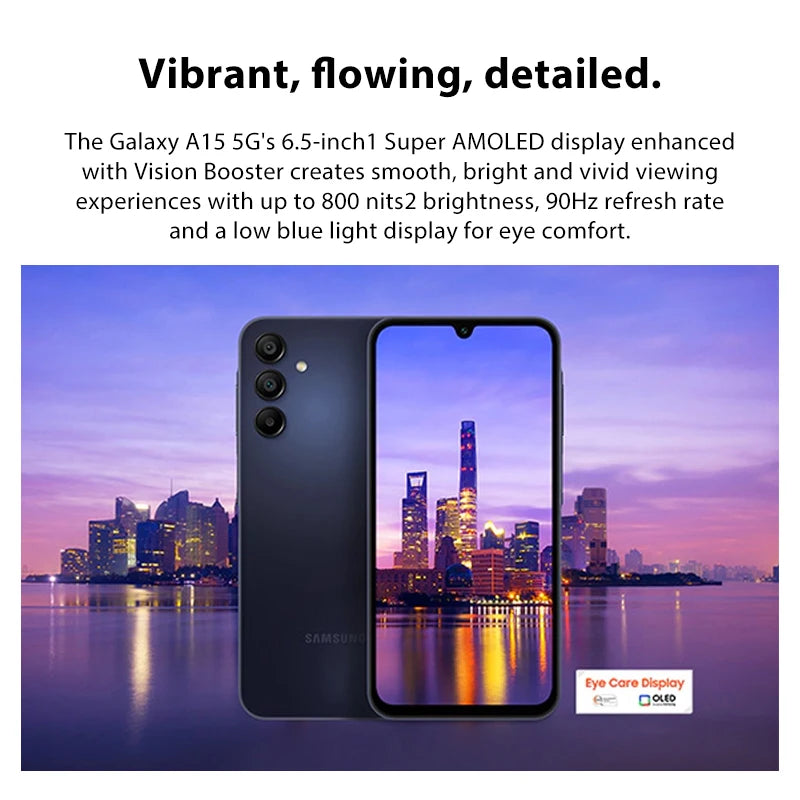 Samsung Galaxy A15 Smartphone Octa Core 6.5'' 90Hz AMOLED Screen 50MP Triple Camera 5000mAh Battery Mobile Phone 4G NFC