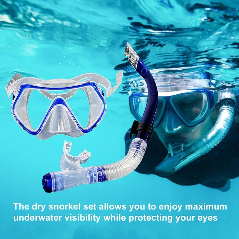 Scuba Diving Masks Snorkeling Set Adult Anti-Fog Anti-Leak Dry Snorkel Set Goggles Glasses Swimming Pool Equipment 3 Colors