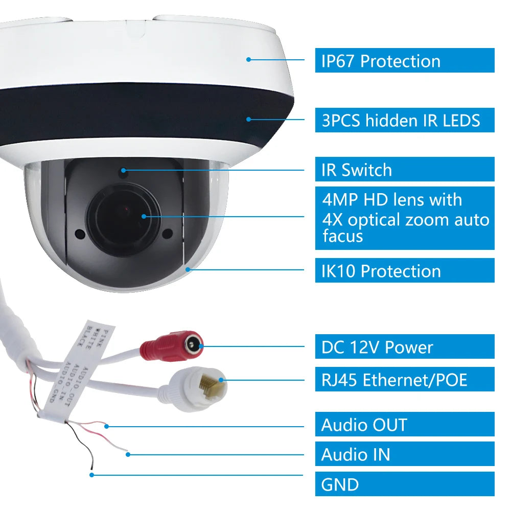 Summer Sale Hikvision OEM 4MP PTZ IP Camera 4X Zoom Security Surveillance CCTV Camera Hik-connect replace DS-2DE2A404IW-DE3