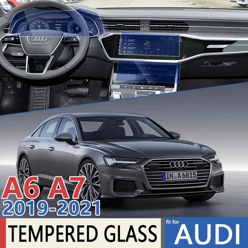 For Audi A6 C8 4K A7 4K8 2019~2021 Car Navigation Instrument AC Film GPS Touch Full Screen Protector Tempered Glass Accessories