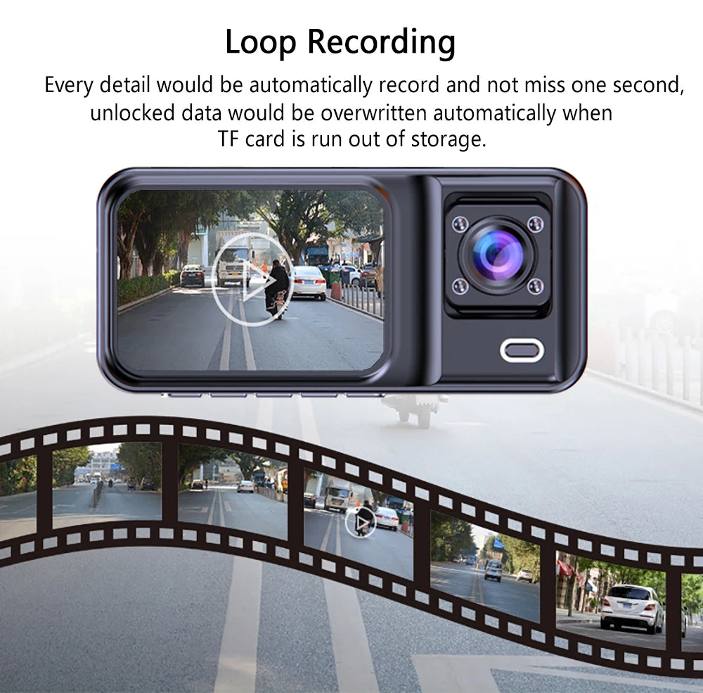 3 Channel Dash Cam for Cars Camera Black Box 1080P Video Recorder Rear View Camera for Vehicle Car DVR car accessories